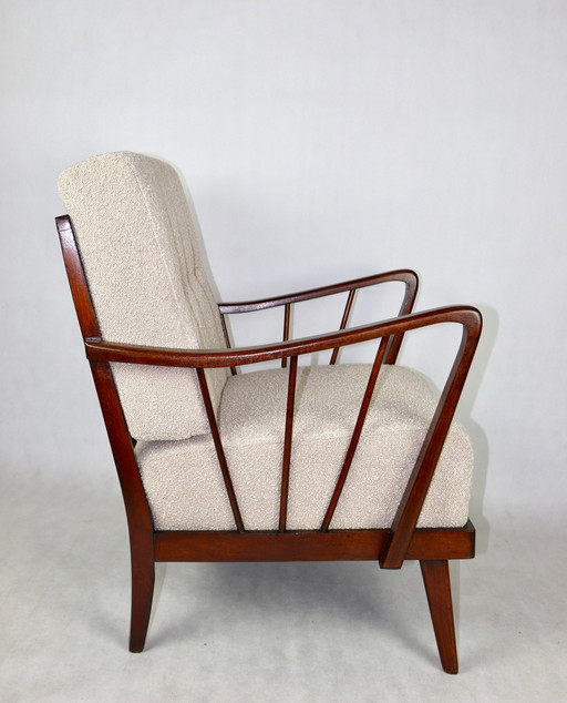 Art Deco Beige Boucle Loop Armchair, 1960S