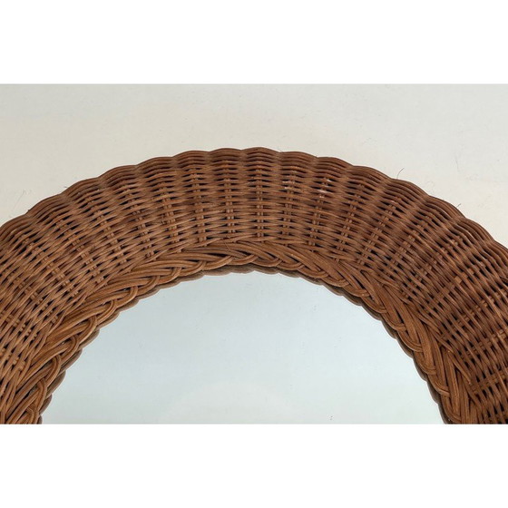 Image 1 of Specchio ovale vintage in rattan, 1970