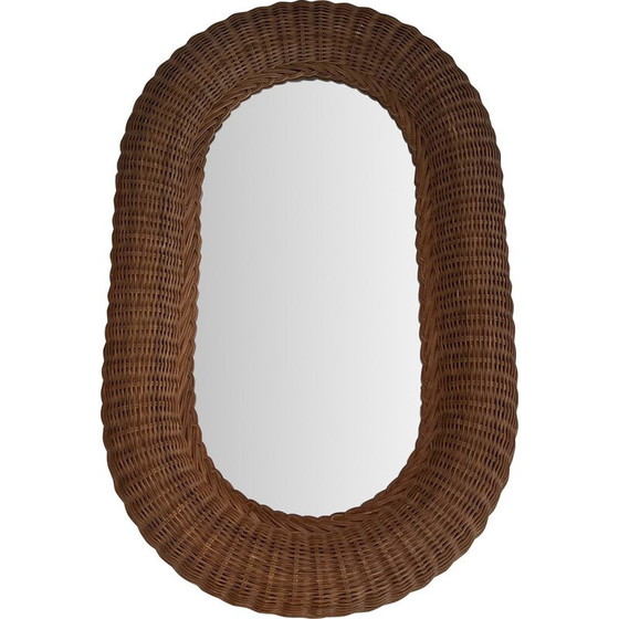 Image 1 of Specchio ovale vintage in rattan, 1970