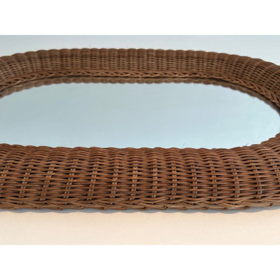Image 1 of Specchio ovale vintage in rattan, 1970