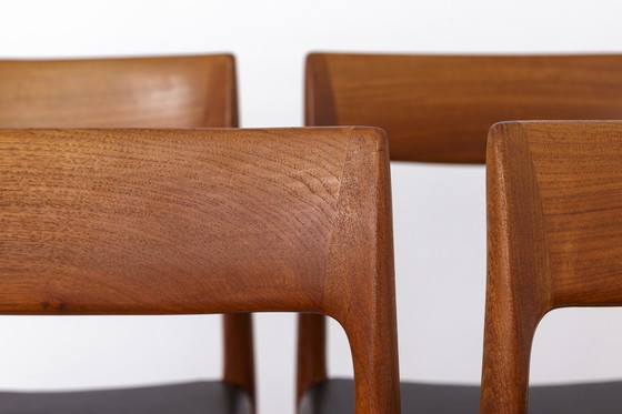 Image 1 of 4 Niels Moller Chairs, model 77, Teak, 1960s, Danish, Vintage, leather seats, Set of 4