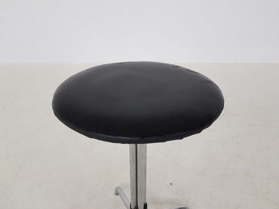 Image 1 of Brabantia metal stool with black vinyl upholstery