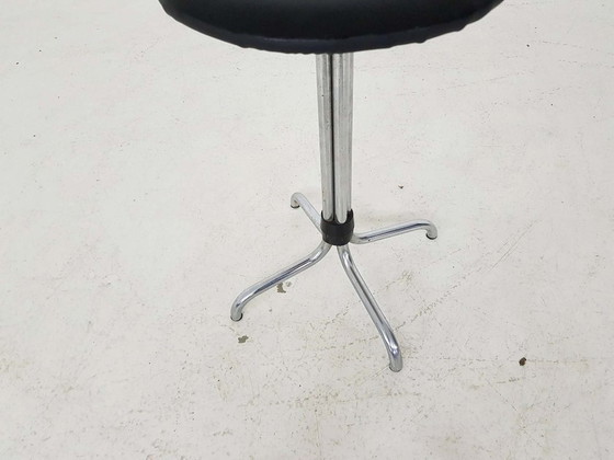 Image 1 of Brabantia metal stool with black vinyl upholstery