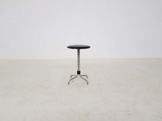 Image 1 of Brabantia metal stool with black vinyl upholstery