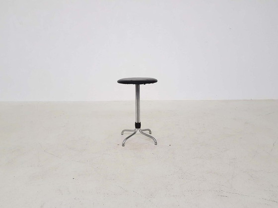 Image 1 of Brabantia metal stool with black vinyl upholstery