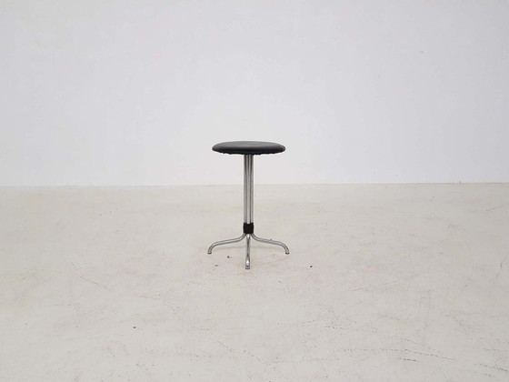 Image 1 of Brabantia metal stool with black vinyl upholstery