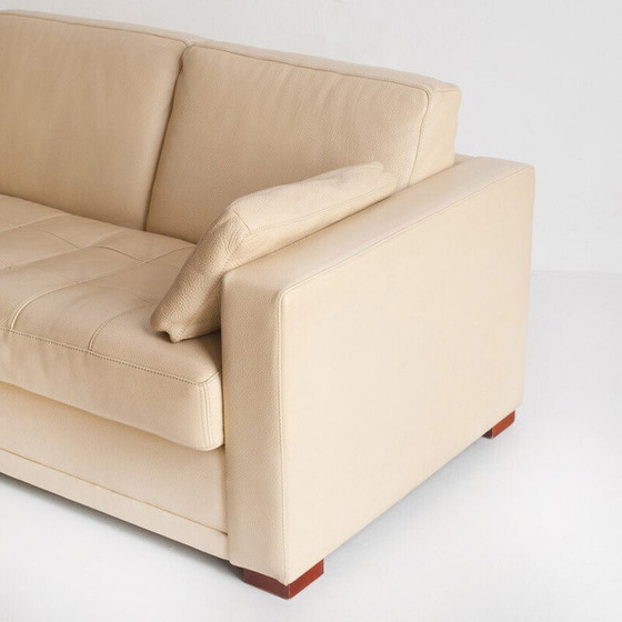 Image 1 of Vintage two-seater sofa in full-grain leather. Edited by Gerbet Grebot. France, 1990s