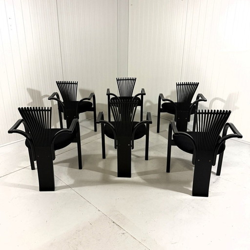 Set Of 6 Totem Chairs By Torstein Nilsen, Westnofa Norway 1980'S