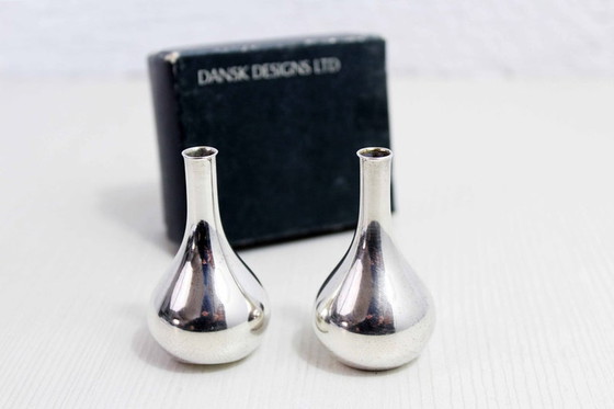 Image 1 of Pair of Dansk candlesticks in silver metal