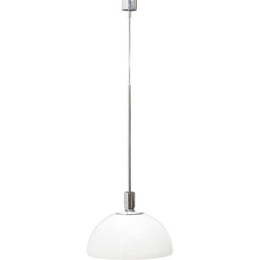Vintage “AS/AM” chandelier in chrome metal by Franco Albini and Franca Helg for Sirrah, Italy 1970