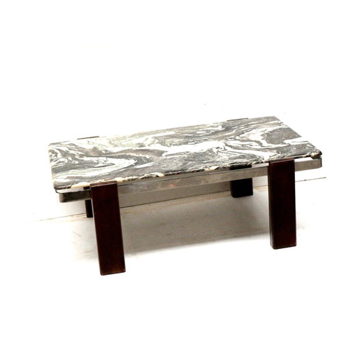 Gran mesa de centro vintage de mármol brutalista fabricada en los años 70