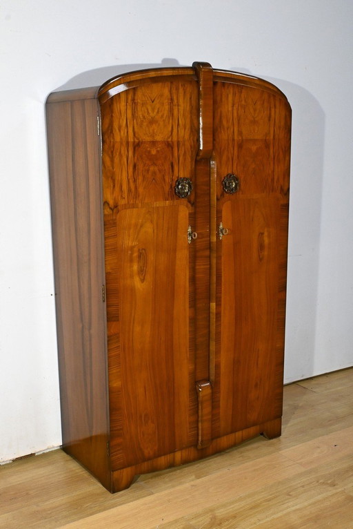 Small Walnut Wardrobe, Art Deco, Walrose House, England - 1940