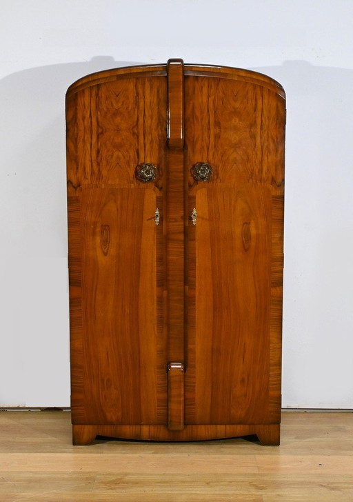 Small Walnut Wardrobe, Art Deco, Walrose House, England - 1940