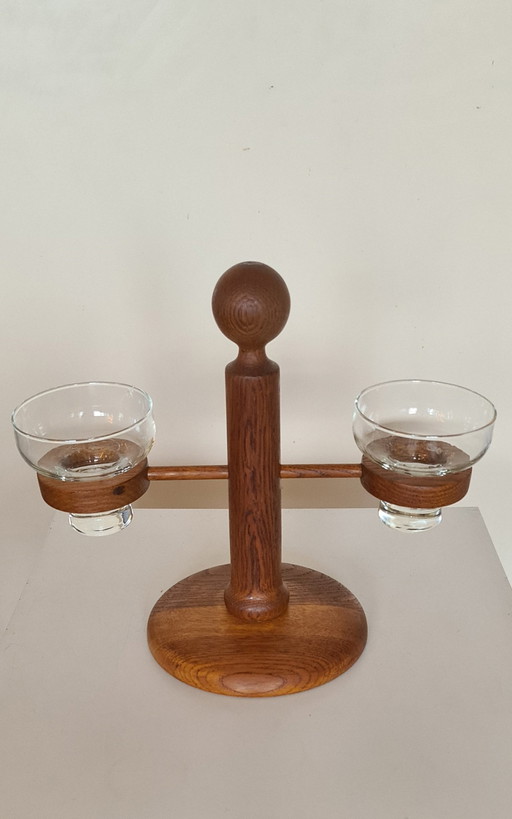 German Oak Candlestick, Mid 1970s
