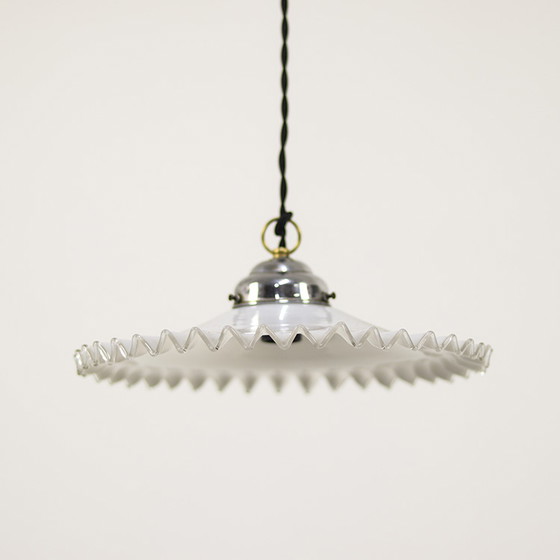 Image 1 of Set of French Opaline Pendant Lamps