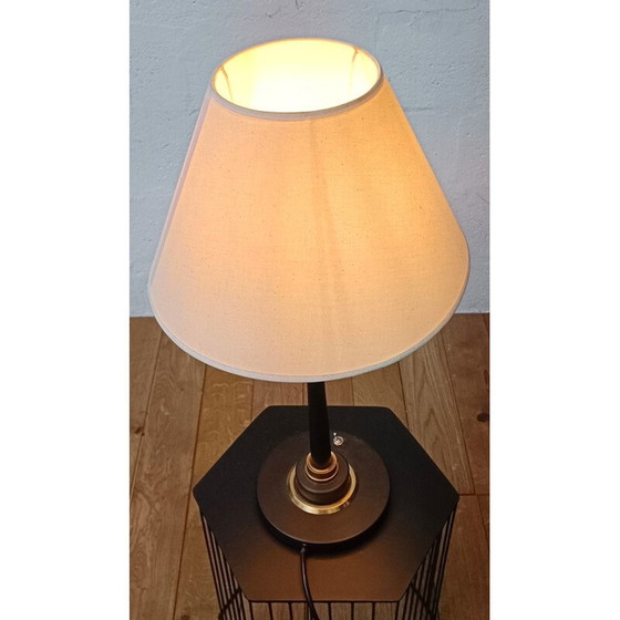 Image 1 of Lampada da tavolo vintage in metallo tinto nero e oro