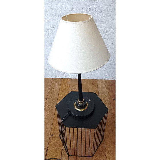 Image 1 of Lampada da tavolo vintage in metallo tinto nero e oro