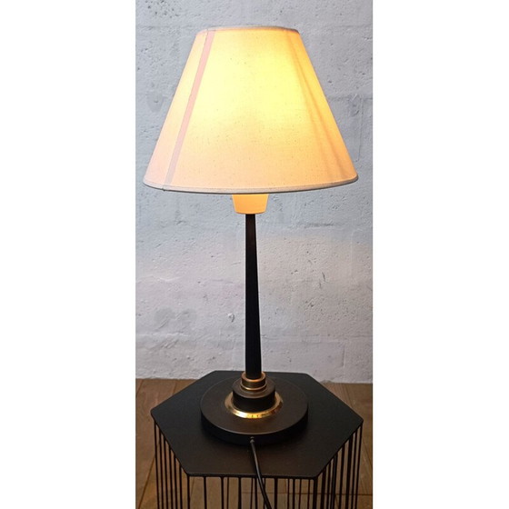Image 1 of Lampada da tavolo vintage in metallo tinto nero e oro