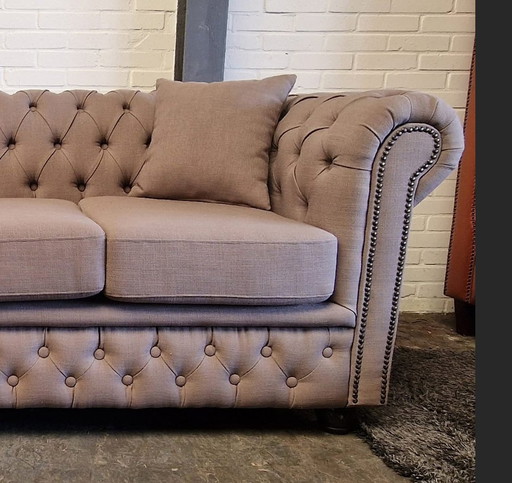 Chesterfield 3-Seater Sofa - Fabric Bahama03 Pitch