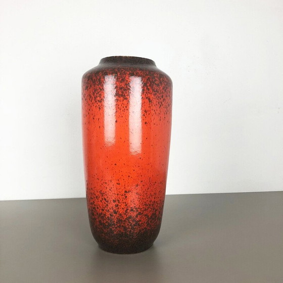 Image 1 of Large vintage Pottery Super Fat Lava Vase Scheurich WGP 1970s