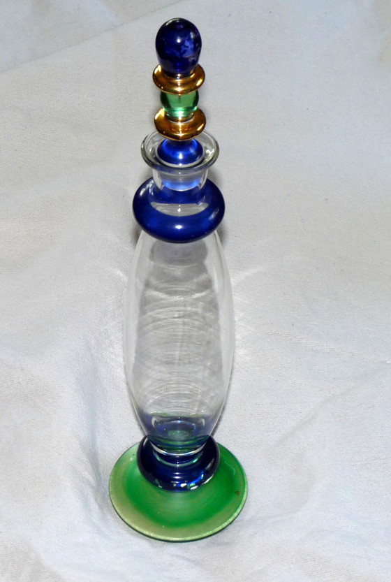 Image 1 of Glass Art Deco object in ultramarine blue and green