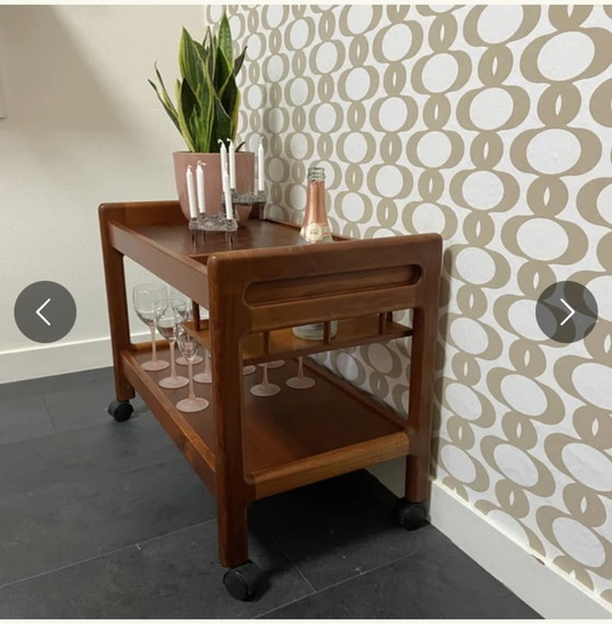 Image 1 of Set of 2 vintage cabinets plus serving trolley with bottle rack