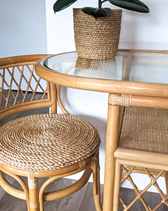Image 1 of Set da bistrot vintage in rattan