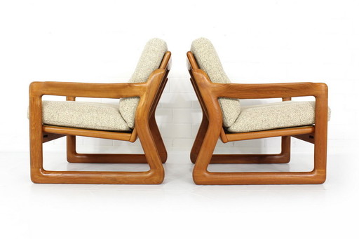 2x Comfort Denmark Lounge Chair Mid-Century Danish Teak Lounge Chair with virgin wool