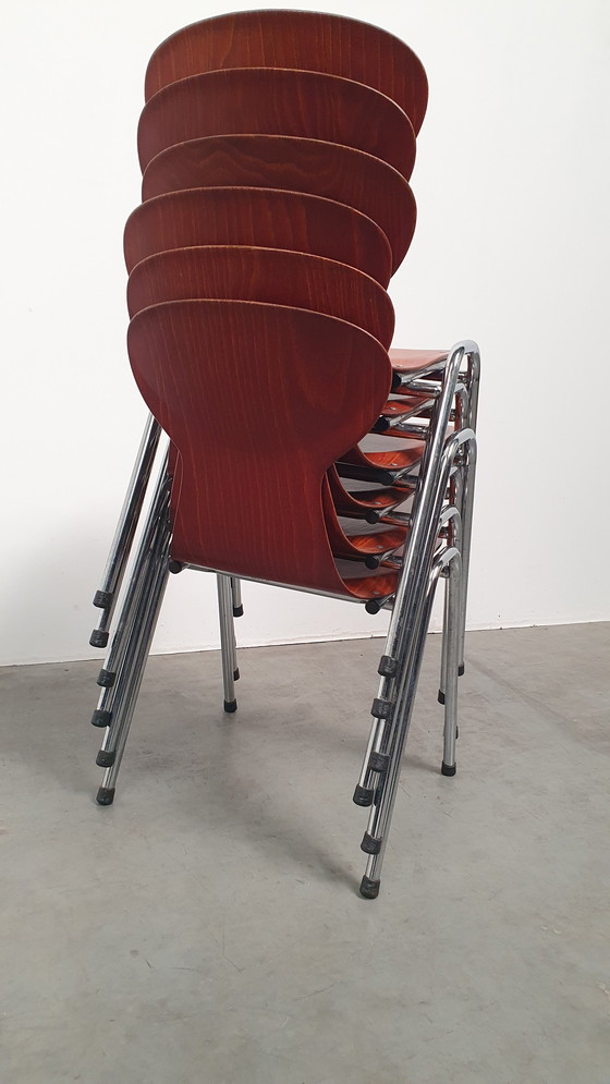 Image 1 of 6 sedie impilabili di design industriale Eromes Pagholz