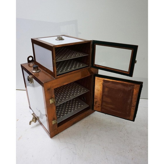 Image 1 of Vintage Steampunk copper and ceramic medical sterilization cabinet, Germany 1900s
