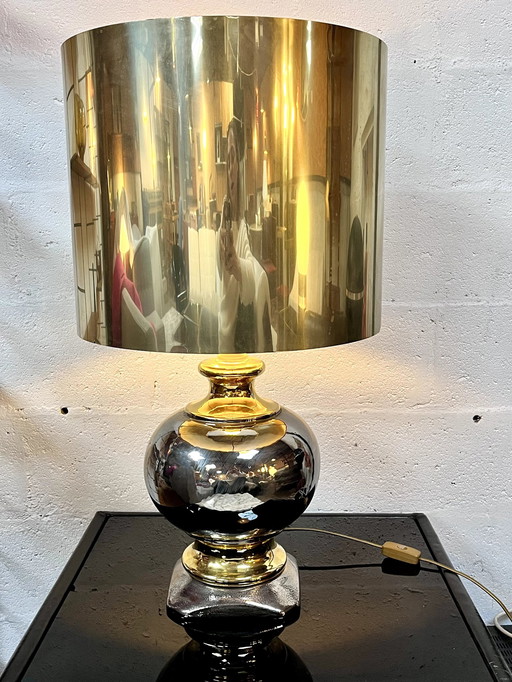 Gold Ceramic Lamp, Italy, 1970