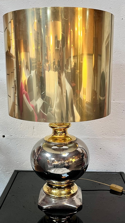 Gold Ceramic Lamp, Italy, 1970