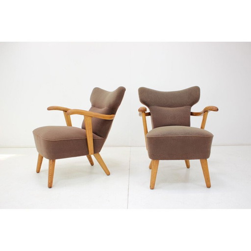 Pair of vintage oak armchairs by Krasna Jizba, Czechoslovakia 1960