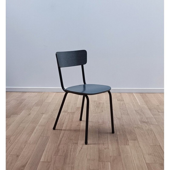 Image 1 of Vintage chair in black stained metal and wood