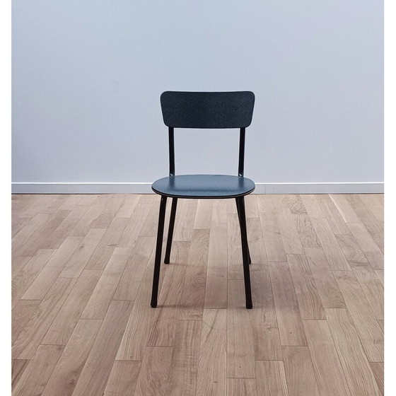 Image 1 of Vintage chair in black stained metal and wood