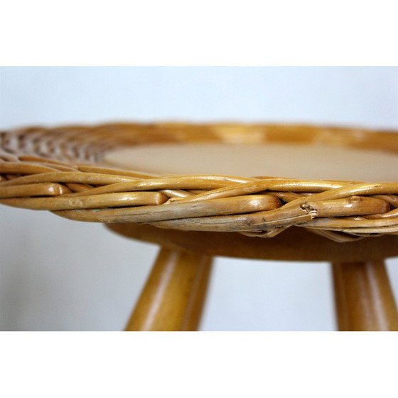 Image 1 of Set of 3 mid-century rattan stools by Jan Kalous for Úluv, Czechoslovakia 1960s