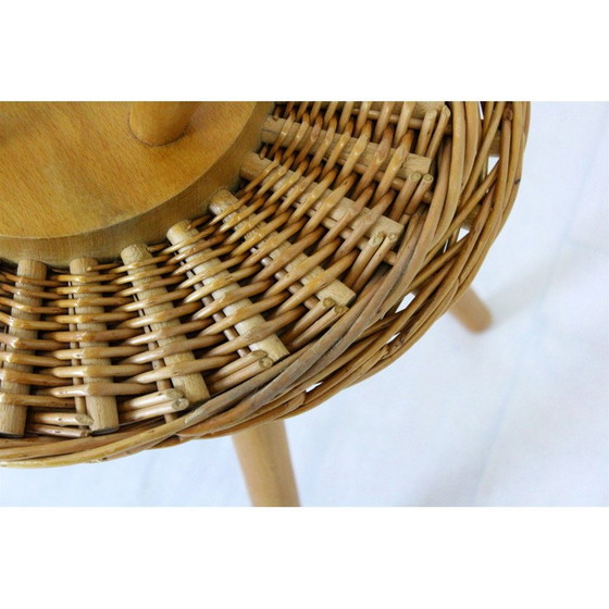 Image 1 of Set of 3 mid-century rattan stools by Jan Kalous for Úluv, Czechoslovakia 1960s