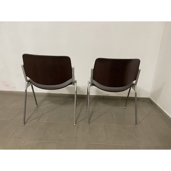 Image 1 of Pair of vintage DS106 model chairs in wood and metal by Giancarlo Piretti for Castelli, Italy 1970