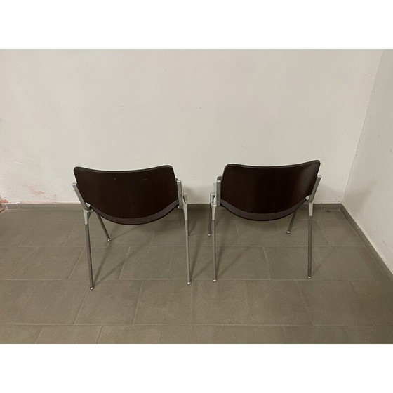 Image 1 of Pair of vintage DS106 model chairs in wood and metal by Giancarlo Piretti for Castelli, Italy 1970