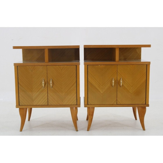 Image 1 of Pair of vintage bedside tables in ash finish, 1960