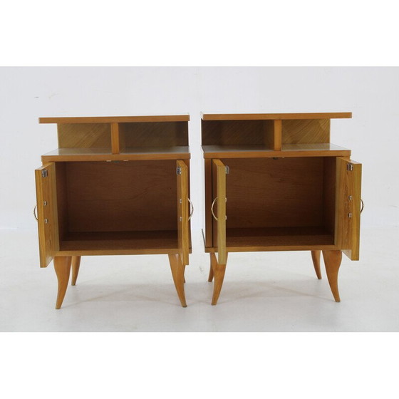Image 1 of Pair of vintage bedside tables in ash finish, 1960