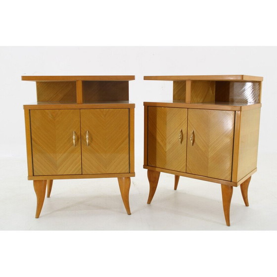 Image 1 of Pair of vintage bedside tables in ash finish, 1960