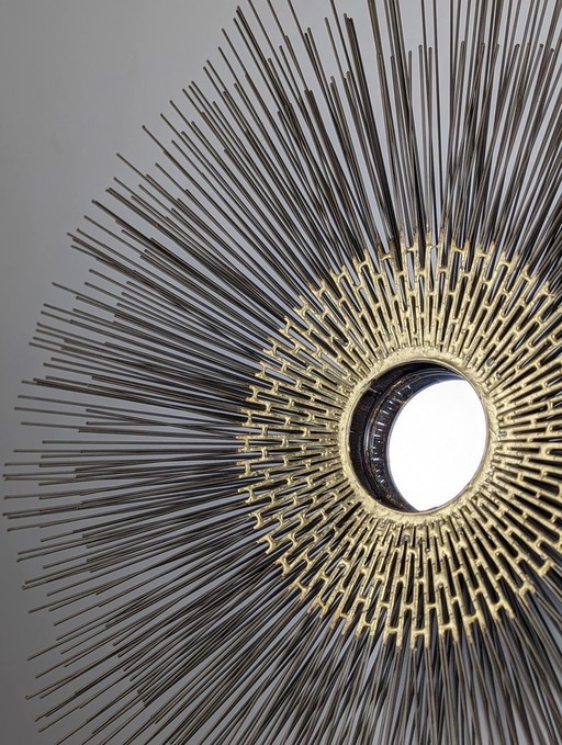 Mirror Brutalist Wall Sculpture Sun By William Friedle 1970S