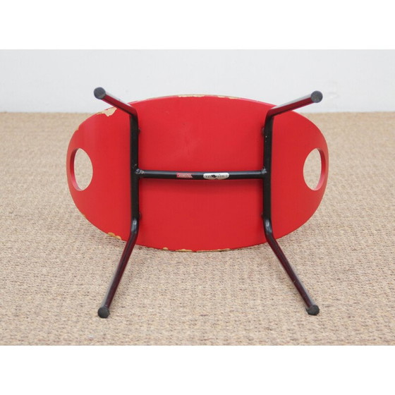 Image 1 of Red stool in steel by Olof Kettunen