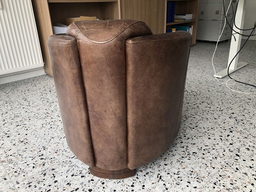 Aviator armchair brown leather