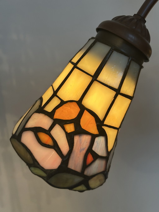 Stained Glass Tiffany Style Chandelier Pendant Lamp Vintage