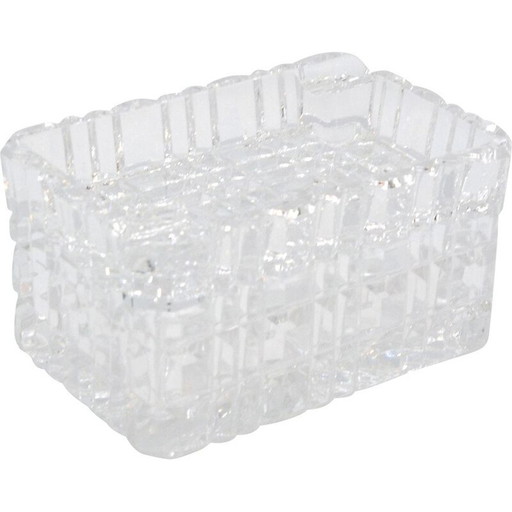 Cenicero de cristal vintage con pitillera de Julia Glassworks, Polonia, 1980