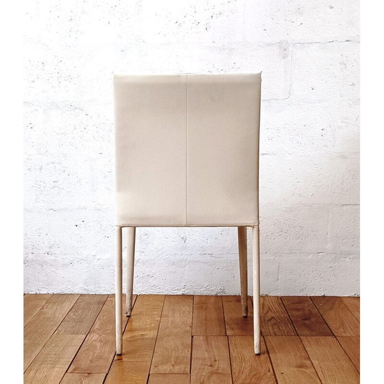 Image 1 of Sedia vintage Arper in legno e pelle bianca