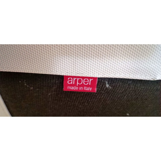 Image 1 of Sedia vintage Arper in legno e pelle bianca