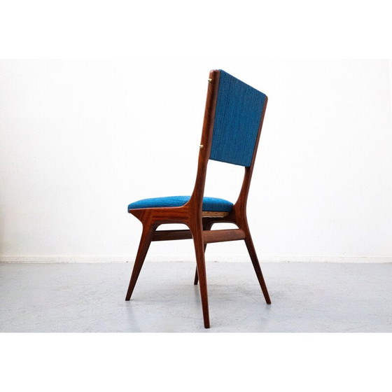 Image 1 of Set of 6 vintage blue 634 chairs by Carlo de Carli for Cassina, Italy 1950s